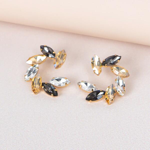 

Crystal Decor Stud Earrings, Champagne