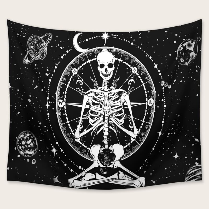 

Skull Pattern Tapestry, Black and white