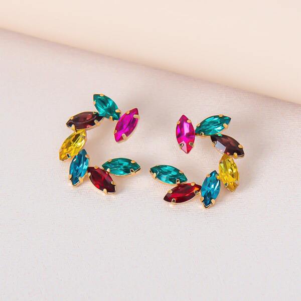 

Crystal Decor Stud Earrings, Multicolor