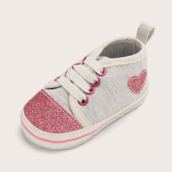 

Baby Girl Heart Patch Lace-up Front Sneakers, Multicolor