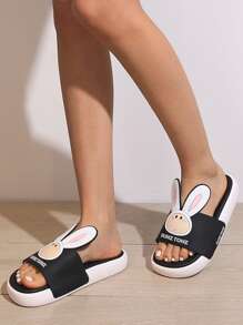 Klapki & Japonki Kreskówki Wyszykowany - Czarne - Zobacz 1