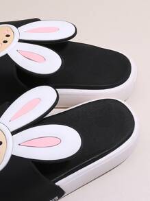 Klapki & Japonki Kreskówki Wyszykowany - Czarne - Zobacz 3