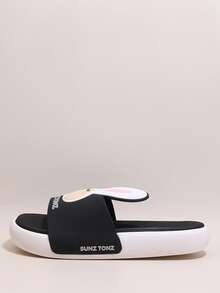 Klapki & Japonki Kreskówki Wyszykowany - Czarne - Zobacz 5