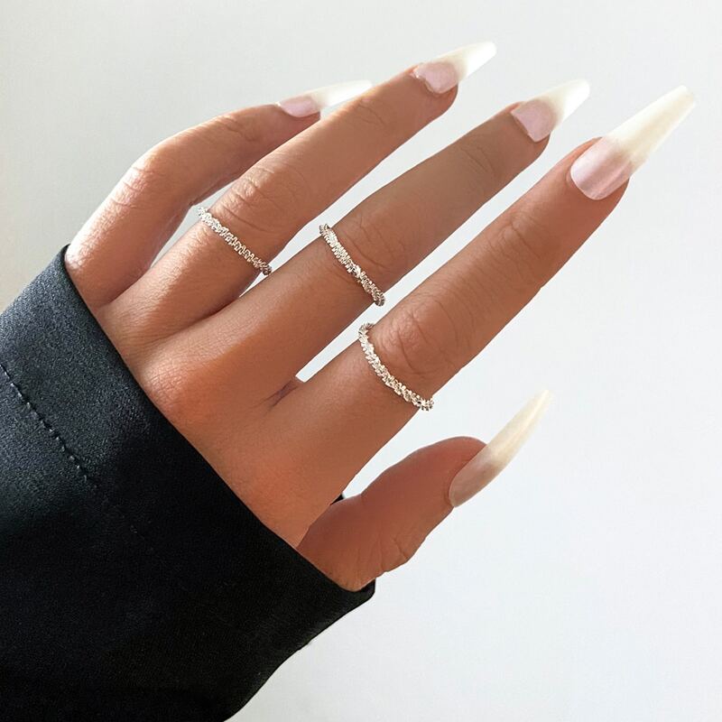 

3pcs Textured Ring, Silver