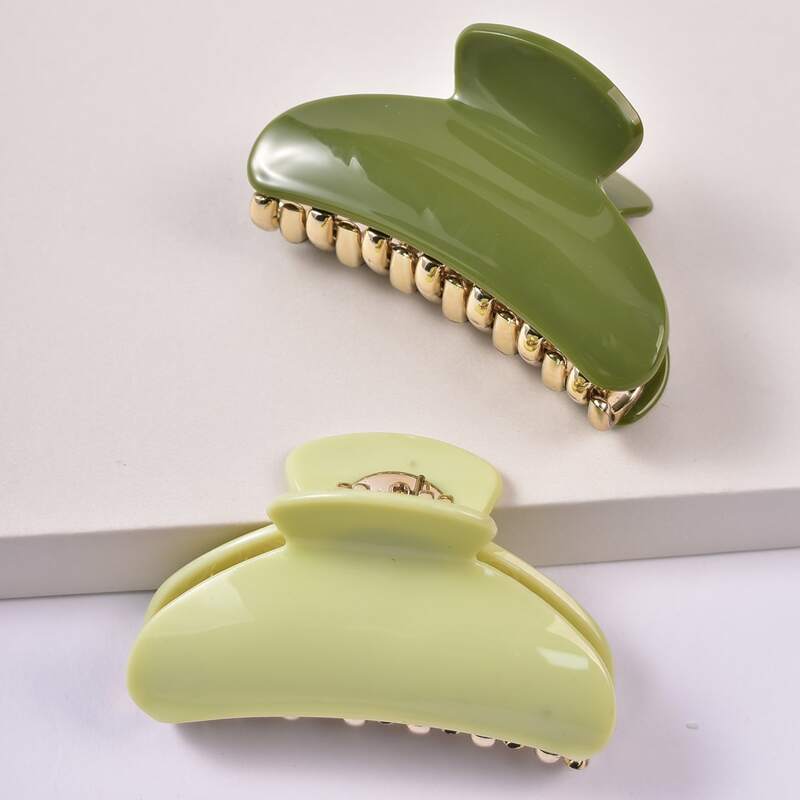 

2pcs Simple Hair Claw, Green