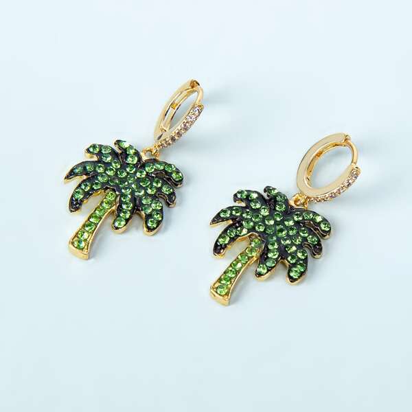

Coconut Tree Decor Drop Earrings, Green