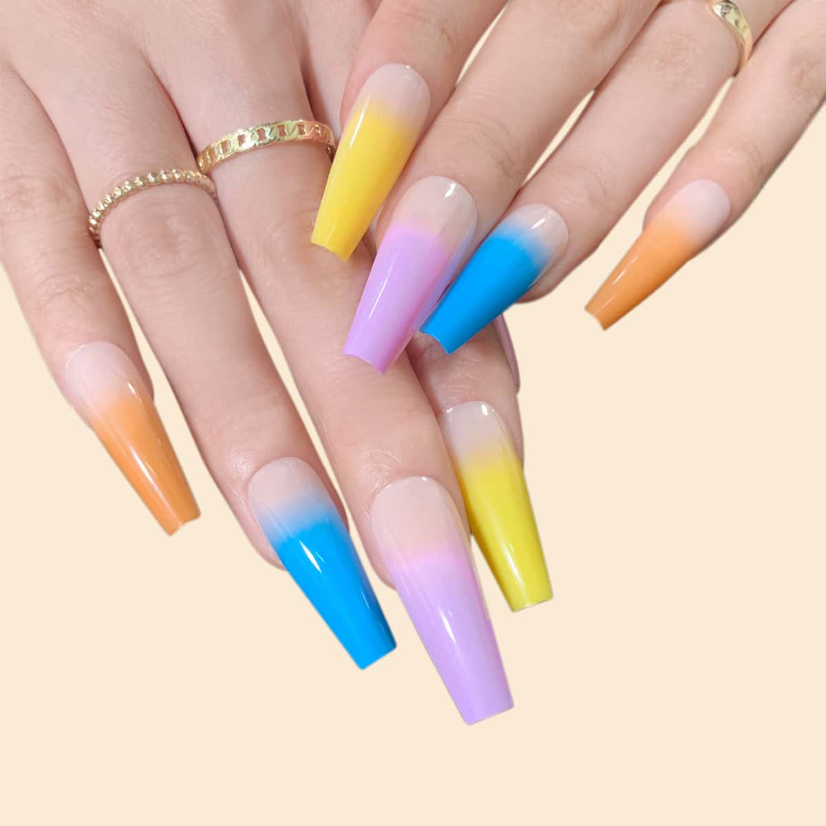 

24pcs Ombre Fake Nail & 1sheet Tape & 1pc Nail File, Blue