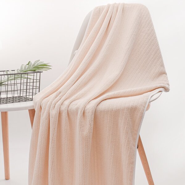 

1pc Solid Color Bath Towel, Pink