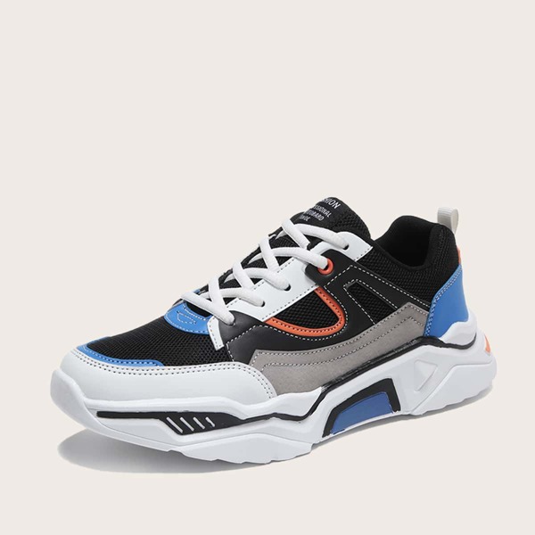 

Men Color Block Lace-up Front Sneakers, Multicolor