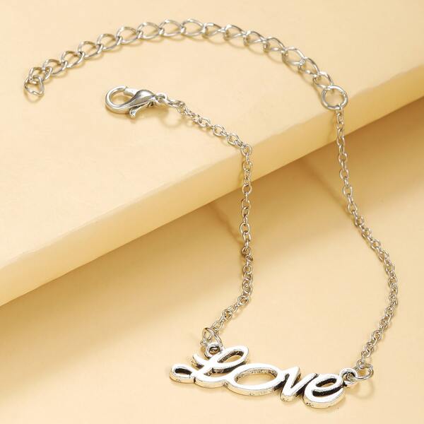 

Letter Decor Chain Bracelet, Silver