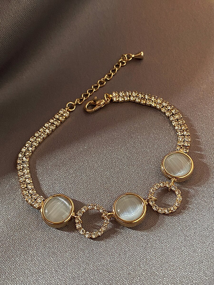 水鑽裝飾手鐲 - 金黃色 - 查看 1