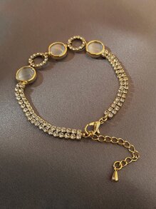 水鑽裝飾手鐲 - 金黃色 - 查看 2