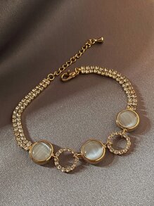 水鑽裝飾手鐲 - 金黃色 - 查看 3