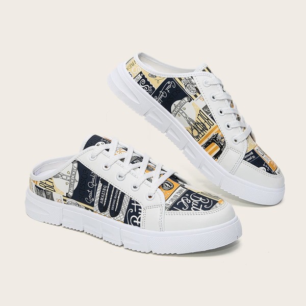 

Men Lace-up Front Colorblock Sneaker Mules, Multicolor