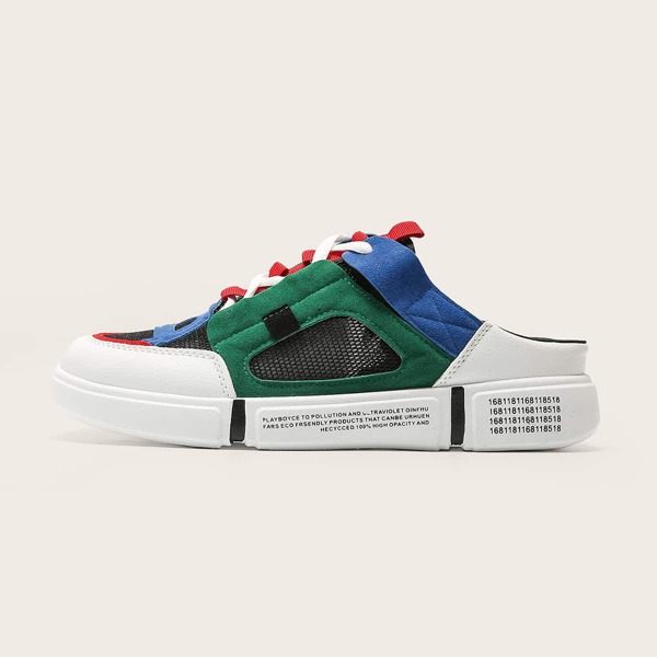 

Men Colorblock Lace-up Front Sneaker Mules, Multicolor