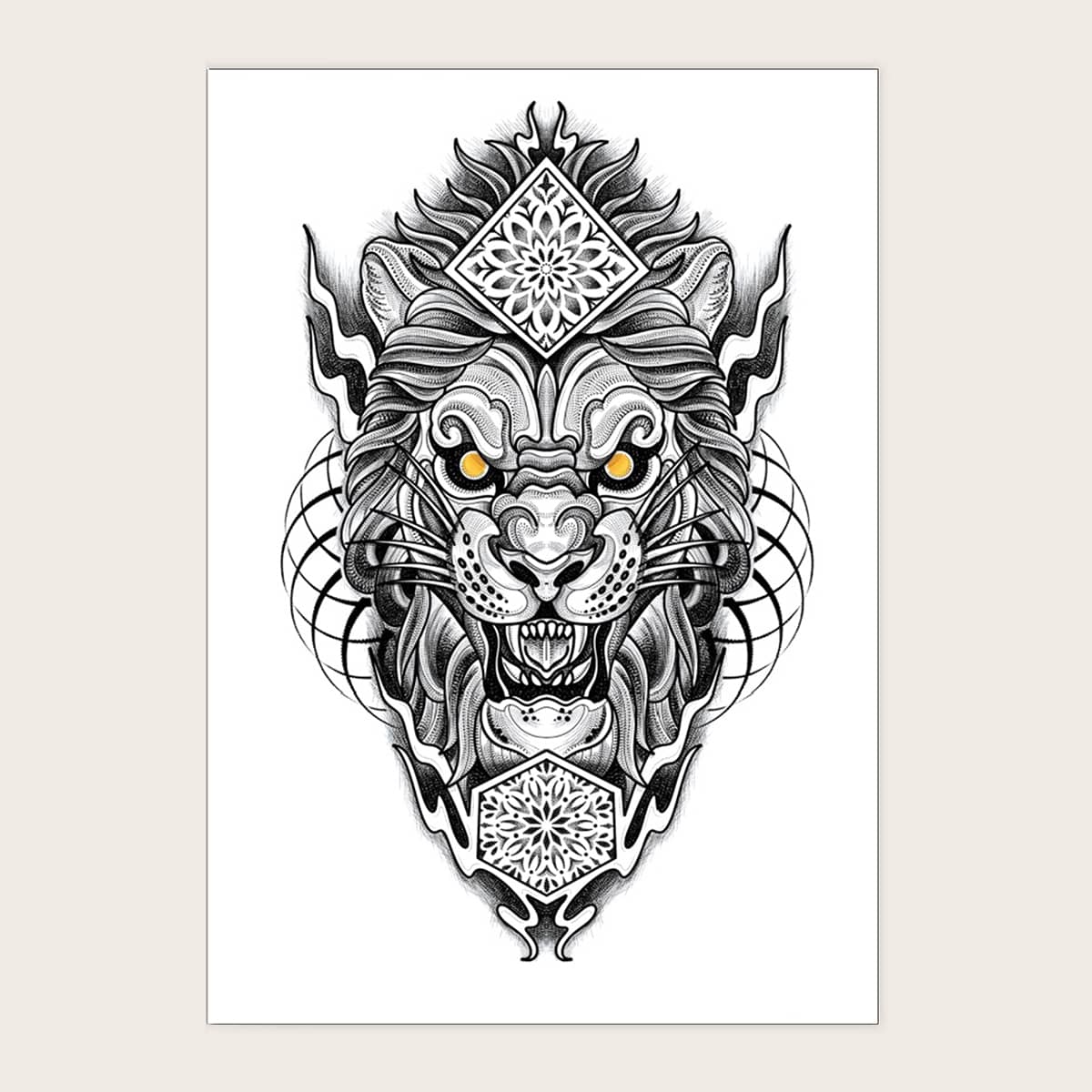 

1sheet Animal Pattern Tattoo Sticker, Black