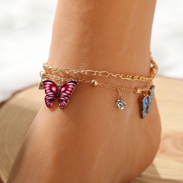 

Butterfly Charm Anklet, Multicolor