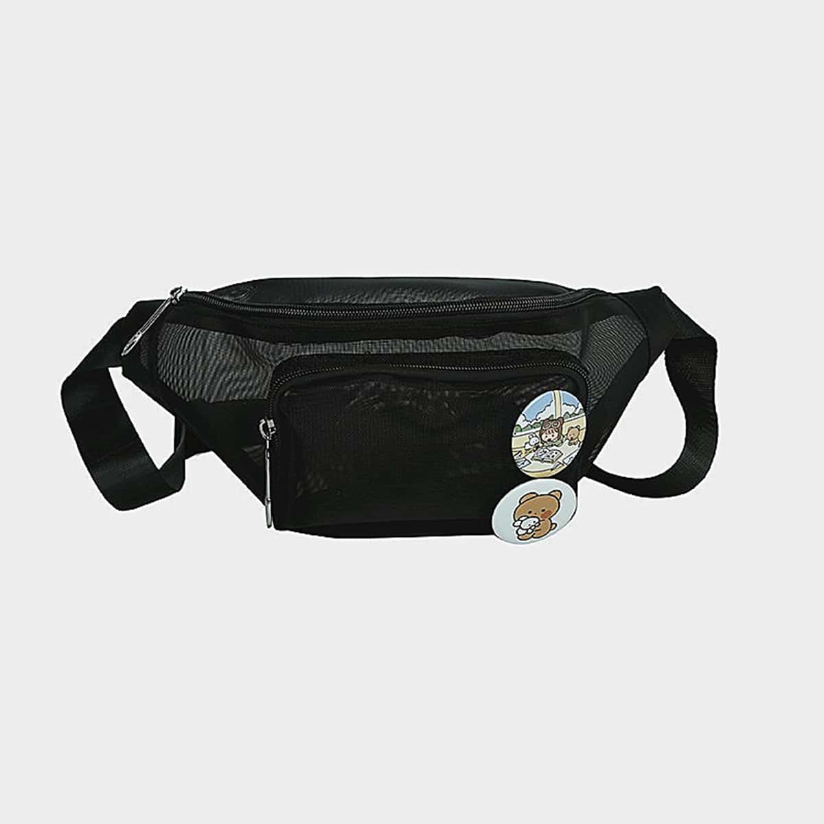 

Cartoon Zip Fanny Pack, Black