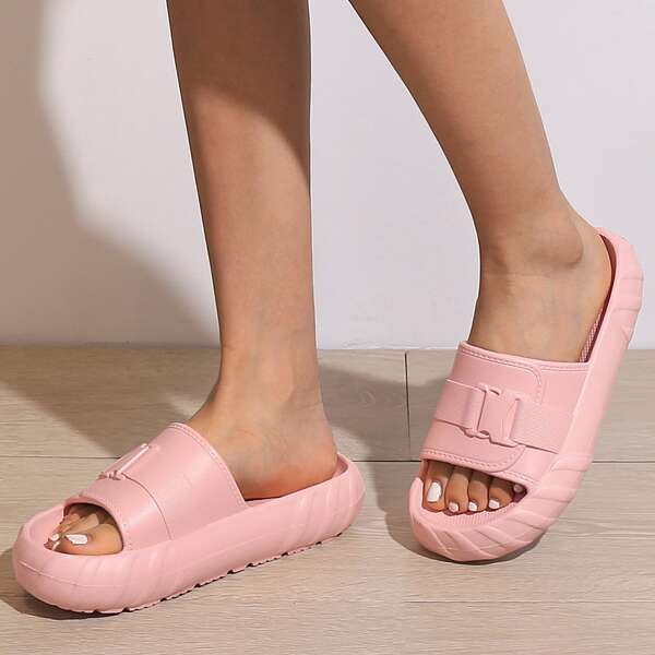 

Minimalist Open Toe Slides, Pink