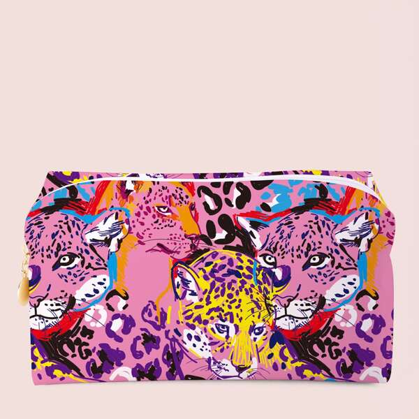 

Leopard Square Makeup Bag, Multicolor