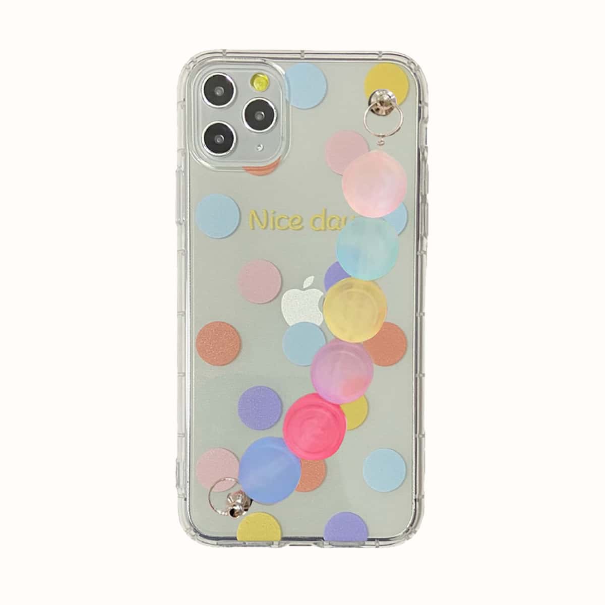 

Polka Dot Hand Strap Phone Case, Multicolor clear