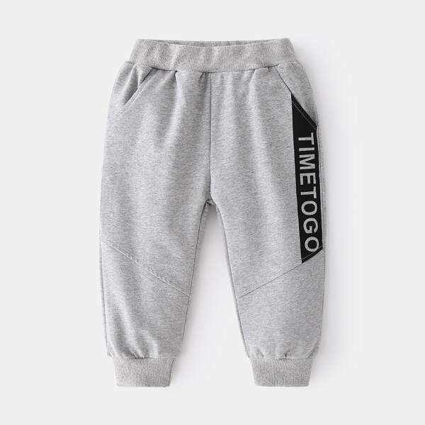 

Toddler Boys Slogan Graphic Sweatpants, Light grey