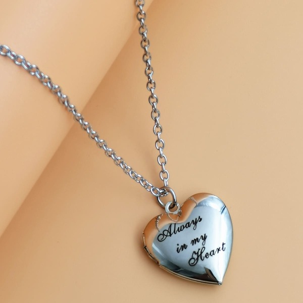 

Letter Graphic Heart Pendant Necklace, Silver