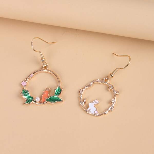 

Rabbit Decor Drop Earrings, Multicolor