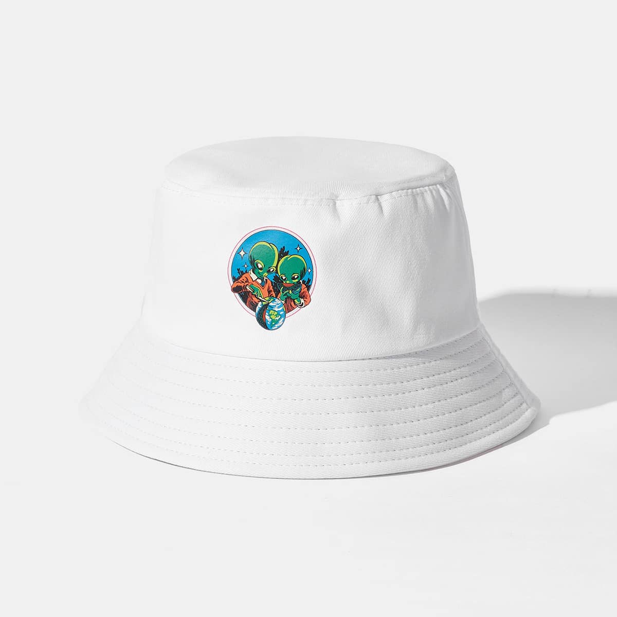 

Alien Pattern Bucket Hat, White