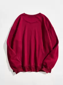 SHEIN Unity Sun & Letter Graphic Oversized Thermal Sweatshirt - Burgundy - View 2