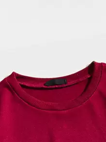 SHEIN Unity Sun & Letter Graphic Oversized Thermal Sweatshirt - Burgundy - View 3