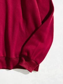 SHEIN Unity Sun & Letter Graphic Oversized Thermal Sweatshirt - Burgundy - View 4