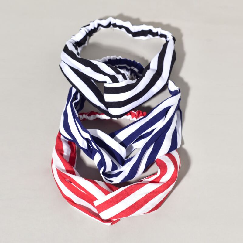 

3pcs Striped Hair Band, Multicolor