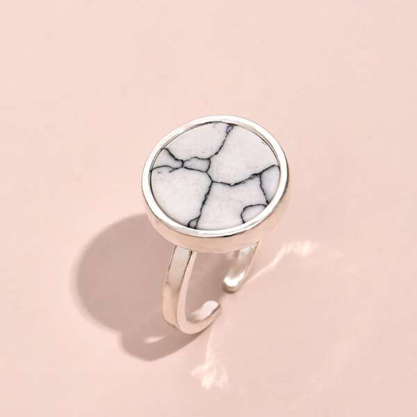 

Round Decor Cuff Ring, Silver