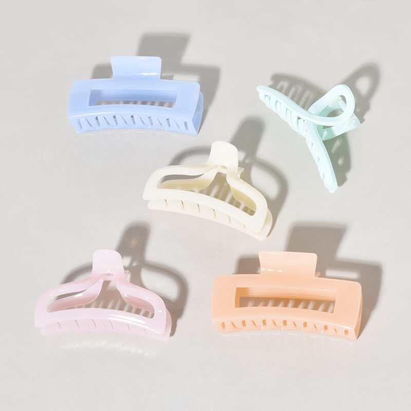 

5pcs Solid Hair Claw, Multicolor