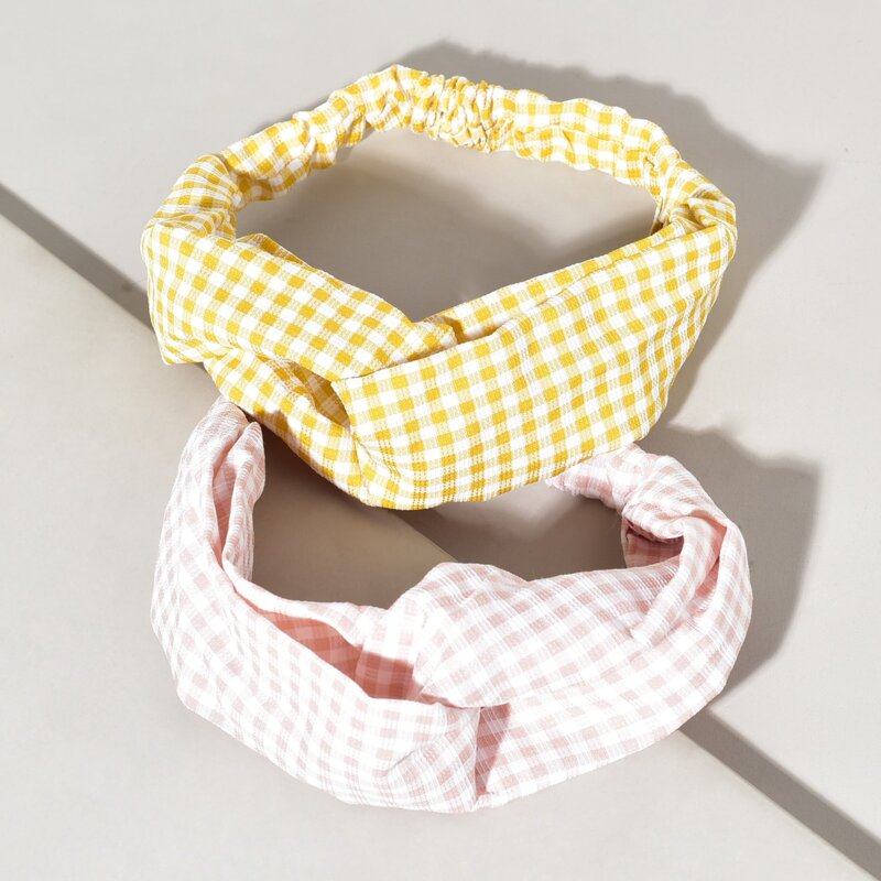 

2pcs Gingham Hair Band, Multicolor