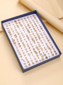 RINTOLER 100pairs Rhinestone Decor Stud Earrings