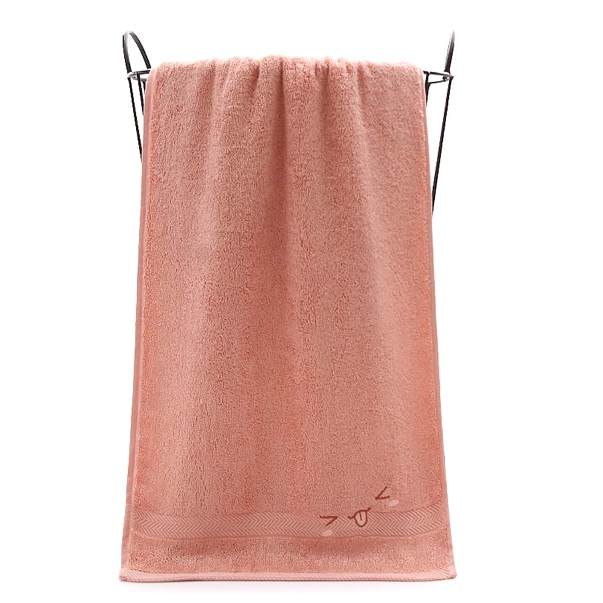 

1pc Cartoon Embroidery Face Towel, Pink