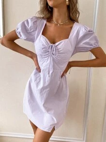 Aveloria Solid Drawstring Front Dress