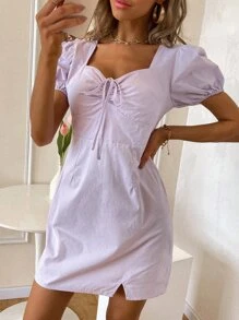 Aveloria Solid Drawstring Front Dress