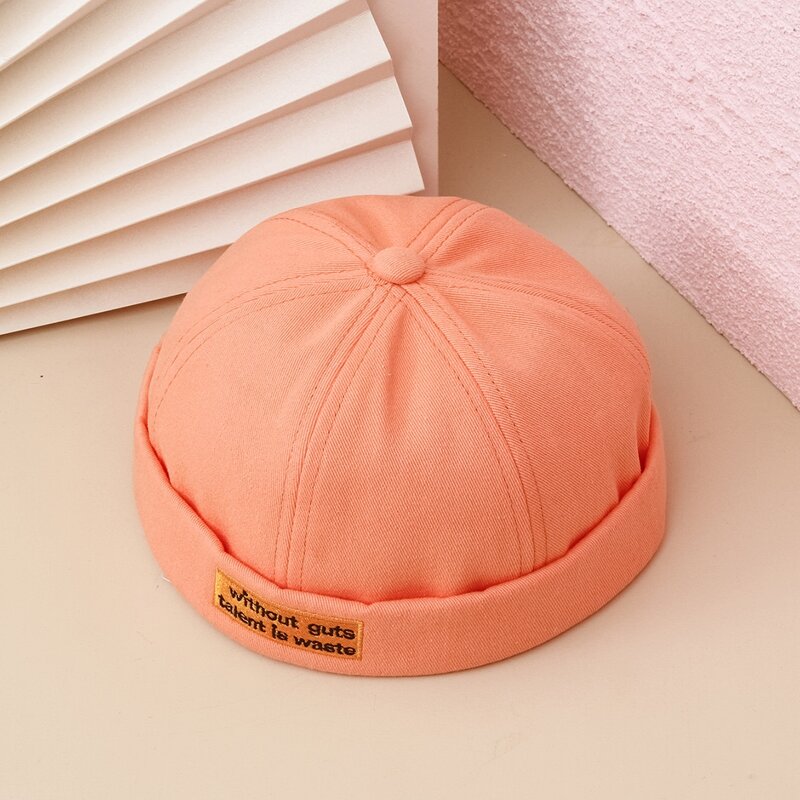 

Slogan Embroidery Docker Hat, Coral orange