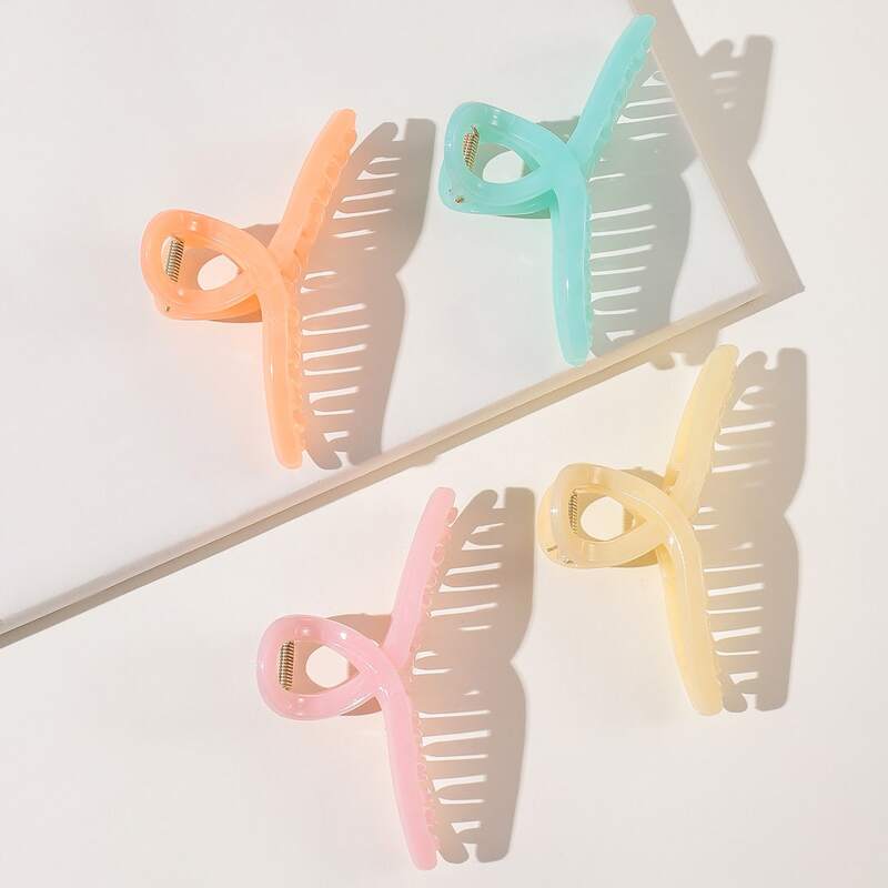 

4pcs Solid Hair Claw, Multicolor