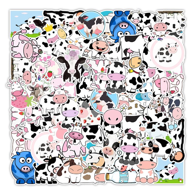 

50pcs Cartoon Cow Sticker, Multicolor