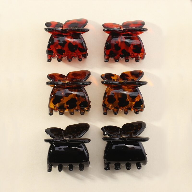 

6pcs Leopard Print Hair Claw, Multicolor