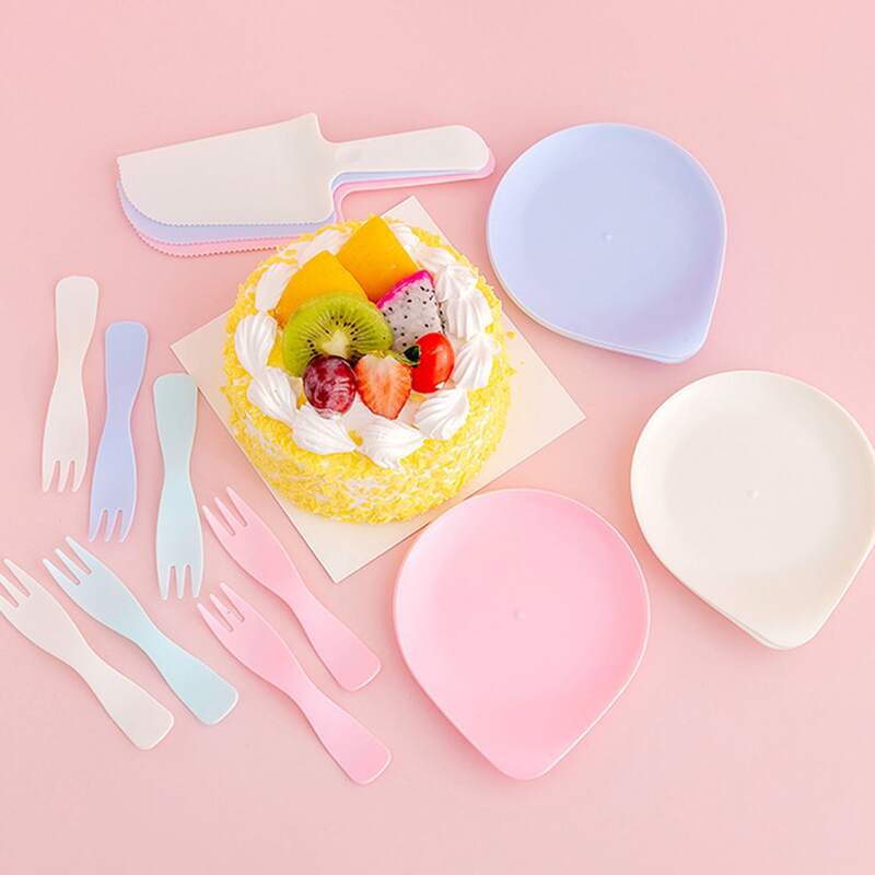 

11pcs Birthday Cake Plate Set, Multicolor