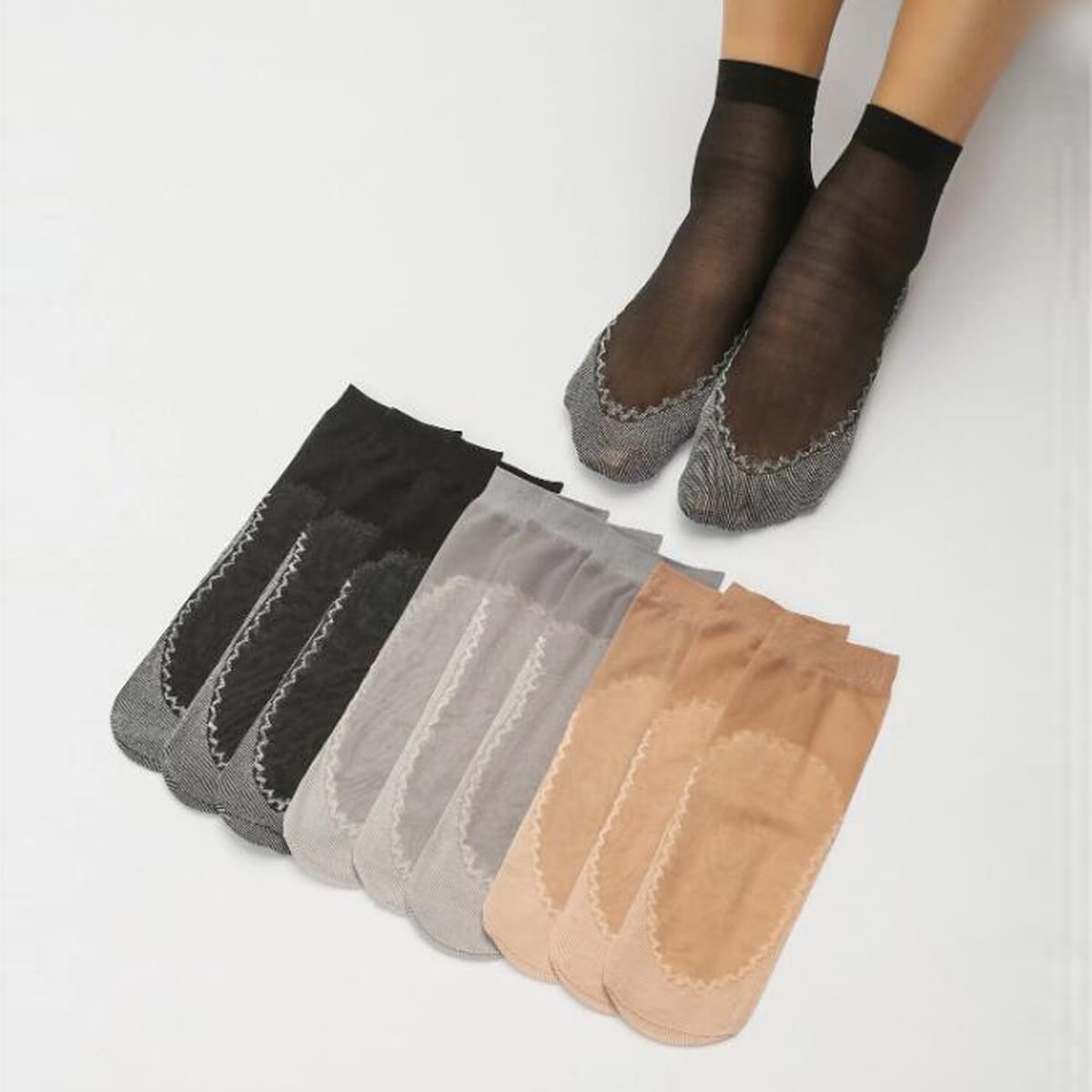 

10pairs Contrast Mesh Socks, Multicolor