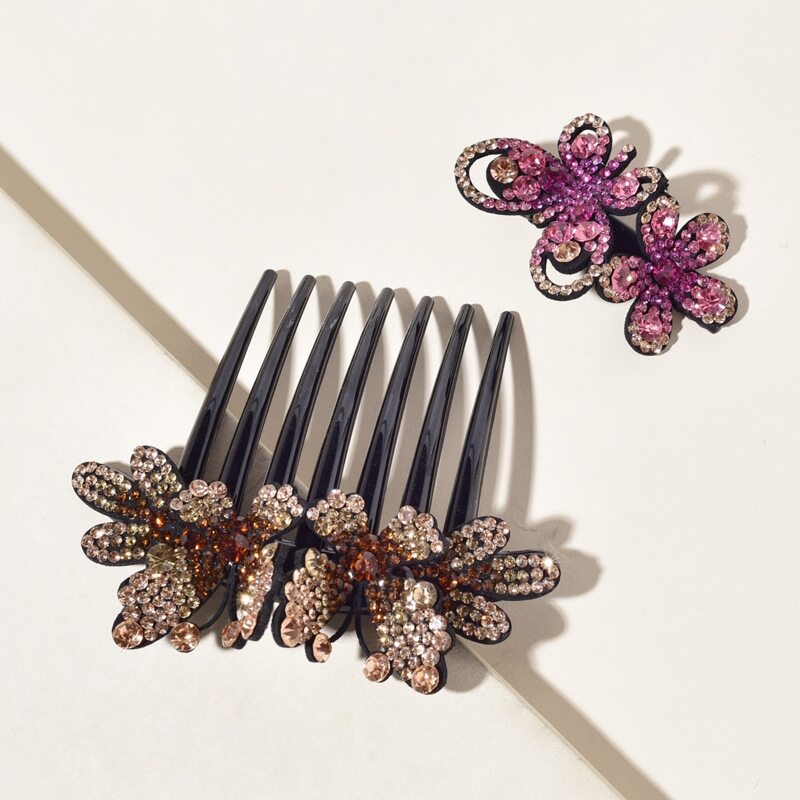 

1pc Rhinestone Hair Pin & 1pc Hair Clip, Multicolor
