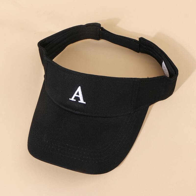 

A Letter Embroidery Visor Hat, Black