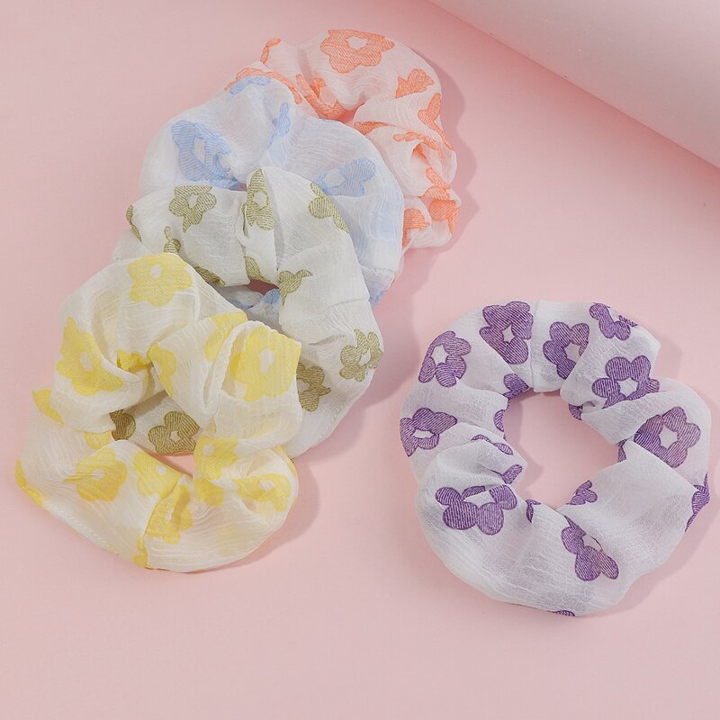 

5pcs Floral Print Scrunchie, Multicolor