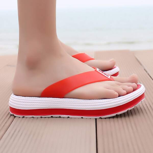 

Letter Graphic Flip Flops, Red